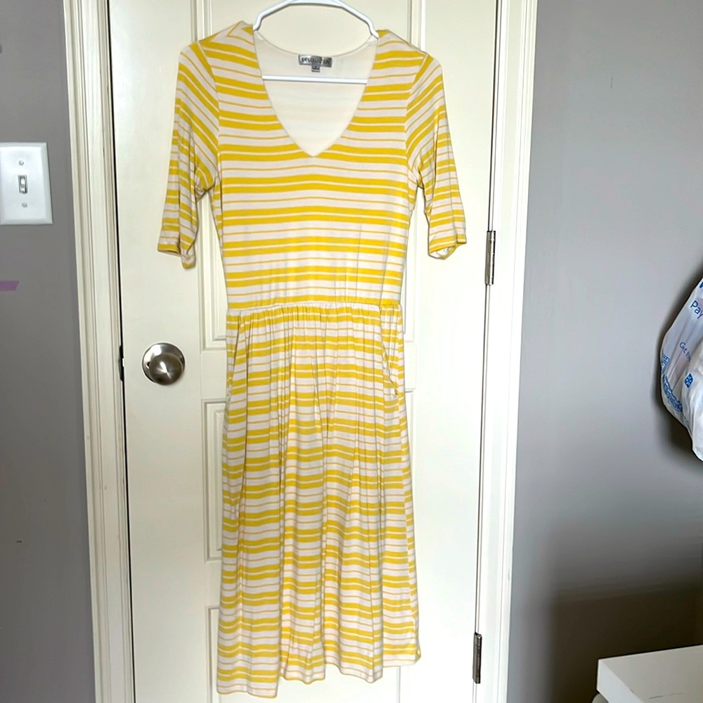 Downeast yellow stripes dress, size S